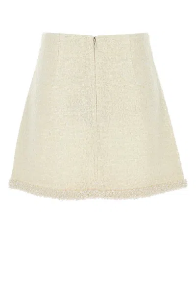 Self-portrait Bouclé Pearl Trim Mini Skirt In Neutral
