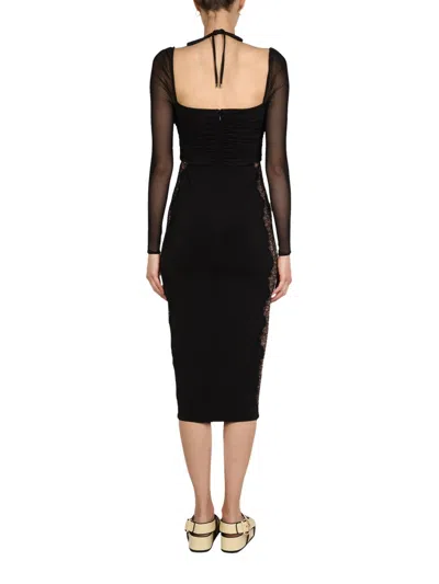 Self-portrait Midi Dress With Cut-out In Black