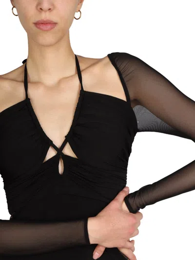 Self-portrait Midi Dress With Cut-out In Black