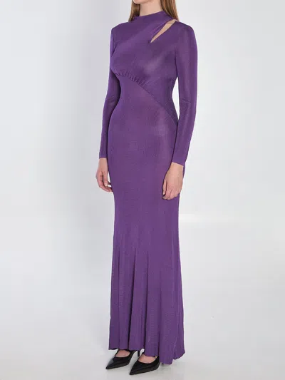 Self-portrait Long Dress With Cut-out In Purple