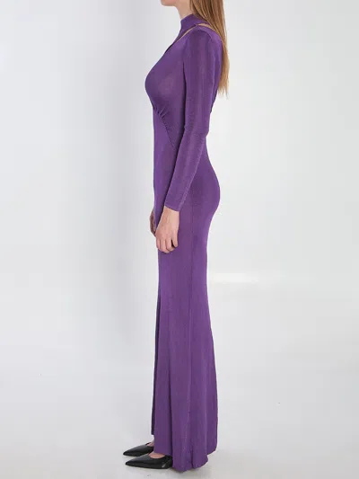 Self-portrait Long Dress With Cut-out In Purple