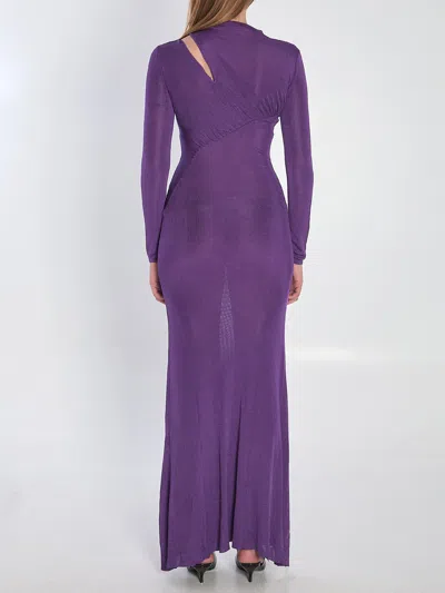 Self-portrait Long Dress With Cut-out In Purple