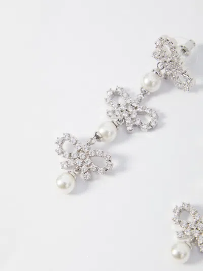 Self-portrait Micro Bow Pearl Tiered Earrings