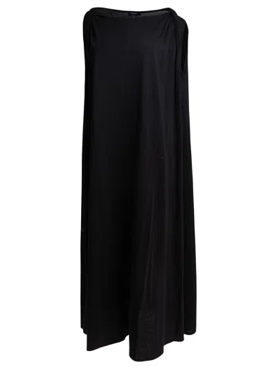 Soeur Draped Sleeveless Round Neckline Dress In Black