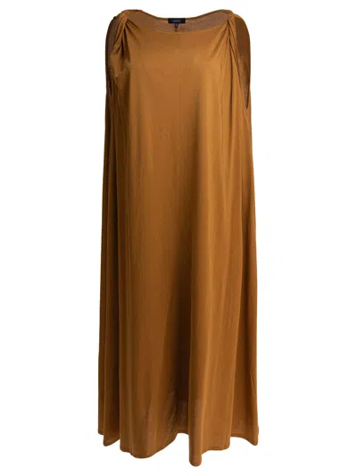 Soeur Shoulder Detail Gathered Midi Length Relaxed Silhouette In Gold