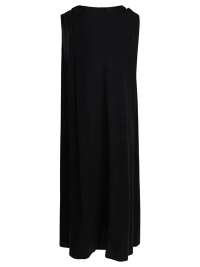 Soeur Draped Sleeveless Round Neckline Dress In Black
