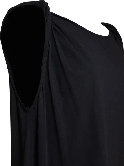 Soeur Draped Sleeveless Round Neckline Dress In Black
