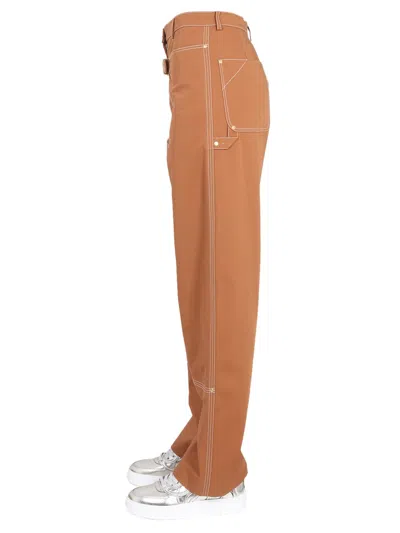 Stella Mccartney Trousers With Buckle And Pockets In Brown
