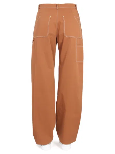 Stella Mccartney Trousers With Buckle And Pockets In Brown