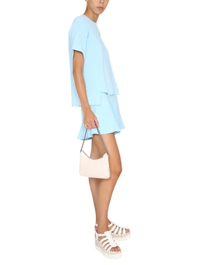 Stella Mccartney Women T-shirt With Asymmetrical Hemline In Blue