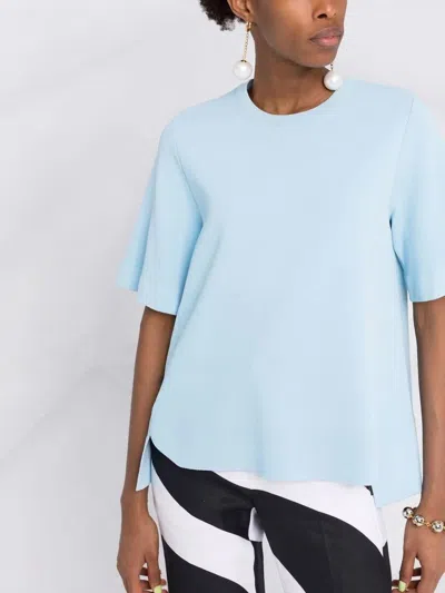 Stella Mccartney Women T-shirt With Asymmetrical Hemline In Blue