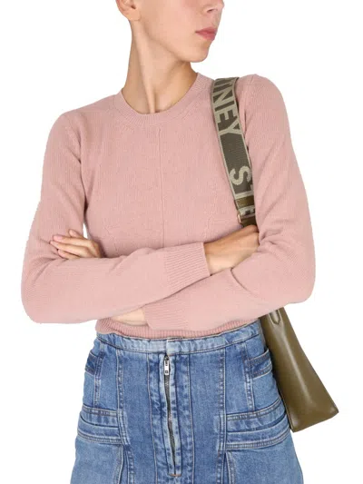 Stella Mccartney Wool Jersey Cropped Knitwear In Pink