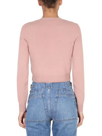 Stella Mccartney Wool Jersey Cropped Knitwear In Pink