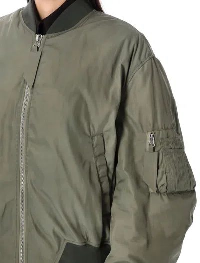 Attico Green Bomber Jacket With Zip Pocket On The Sleeve In Tech Fabric Woman
