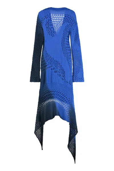Attico Women's Openwork-knit Dress In Blue
