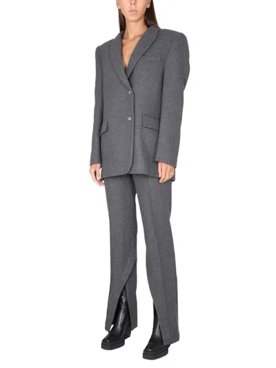The Mannei Structured Pants Featuring Peaked Lapels In Gray