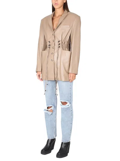 The Mannei Irbid Mini Leather Dress In Brown