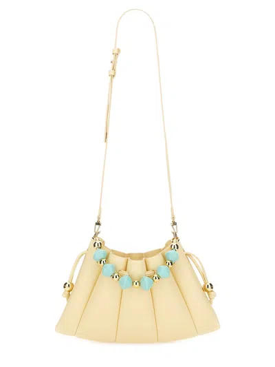 Themoirè Beaded Handle Pleated Design Bag