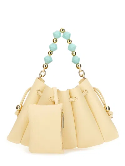 Themoirè Beaded Handle Pleated Design Bag