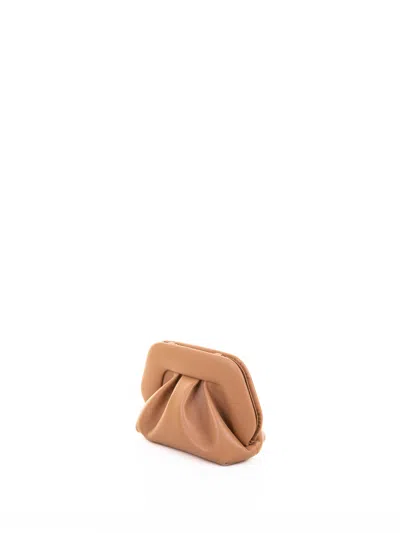 Themoirè Hazelnut Vegan Clutch With Shoulder Strap