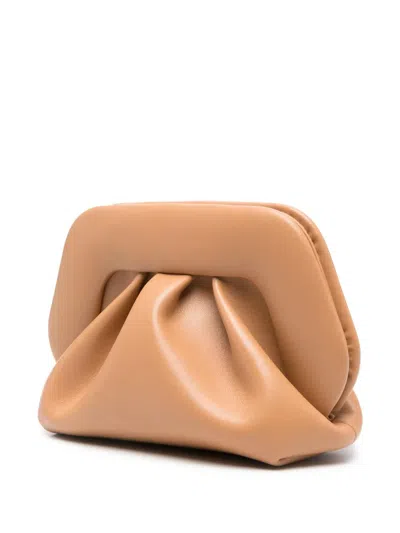 Themoirè Hazelnut Vegan Clutch With Shoulder Strap