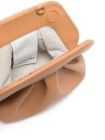 Themoirè Hazelnut Vegan Clutch With Shoulder Strap