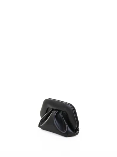 Themoirè Black Vegan Clutch With Shoulder Strap