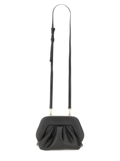 Themoirè Black Vegan Clutch With Shoulder Strap