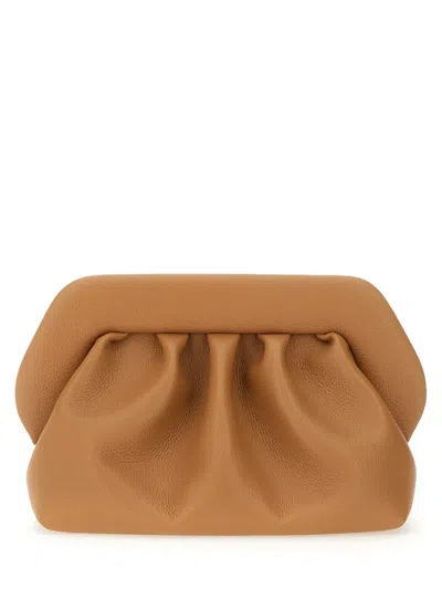 Themoirè Brown Vegan Clutch With Shoulder Strap