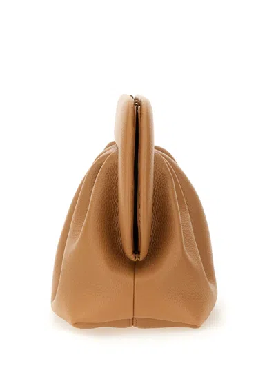 Themoirè Brown Vegan Clutch With Shoulder Strap