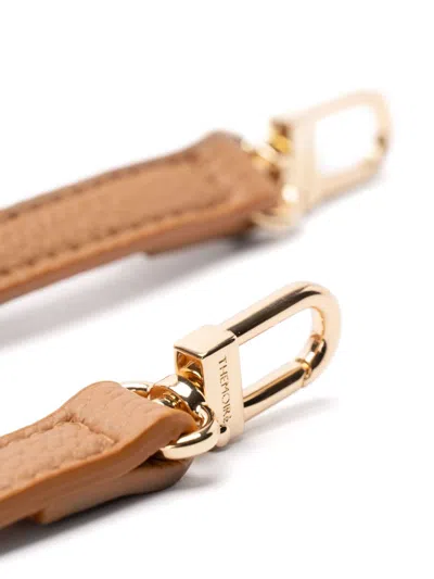 Themoirè Brown Vegan Clutch With Shoulder Strap
