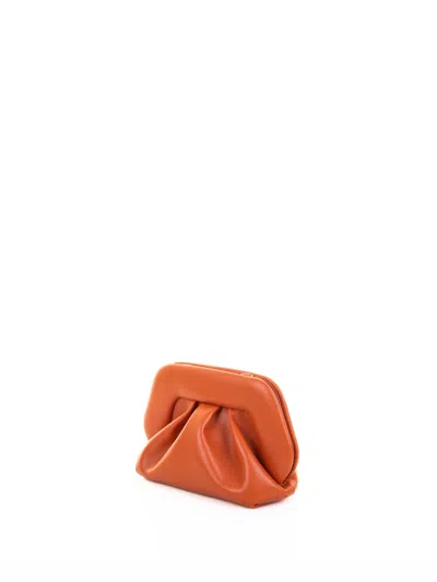 Themoirè Orange Vegan Clutch With Shoulder Strap