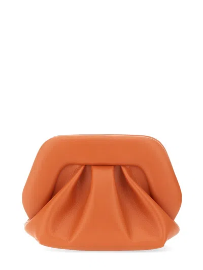 Themoirè Orange Vegan Clutch With Shoulder Strap