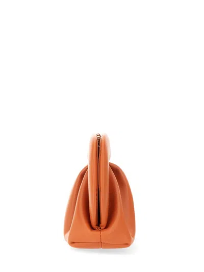 Themoirè Orange Vegan Clutch With Shoulder Strap