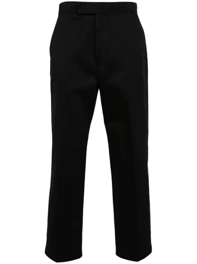 Thom Browne Mid-rise Tapered Chinos With Belt Loops In Black