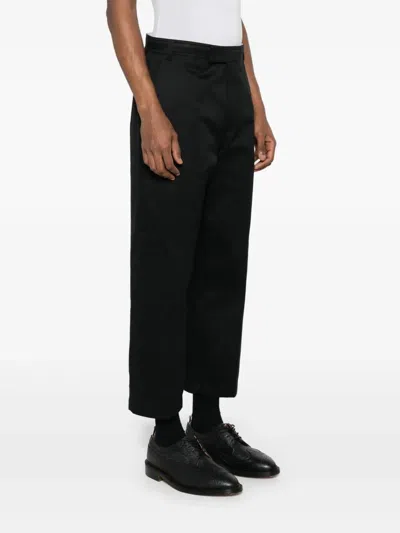 Thom Browne Mid-rise Tapered Chinos With Belt Loops In Black