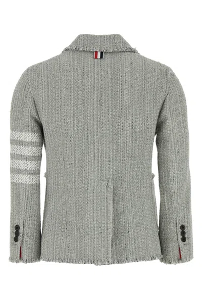 Thom Browne 4 Bar Stripe Tweed Jacket In Gray