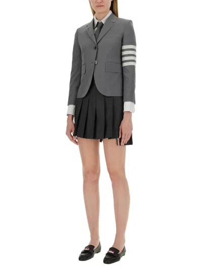Thom Browne Button-down Collar Shirt With Subtle Striped Pattern In White