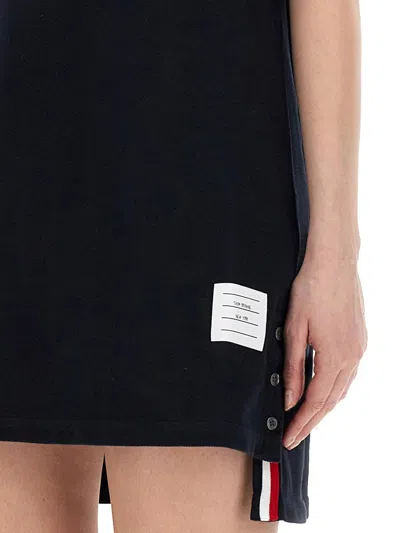 Thom Browne Cotton Pique Polo Shirt Dress In Black