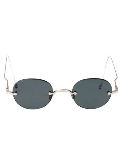 Thom Browne Silver Plate Titanium Titanium Sunglasses In Metallic