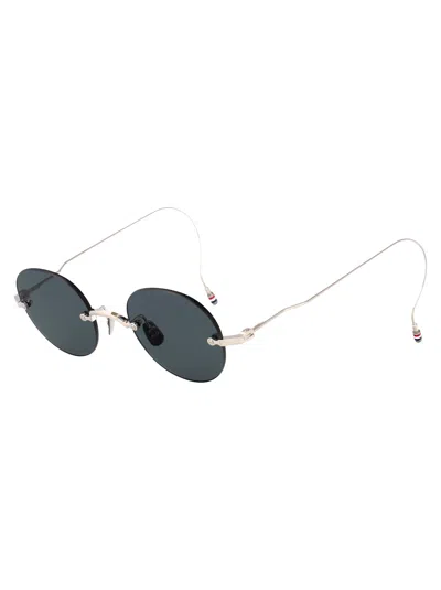 Thom Browne Silver Plate Titanium Titanium Sunglasses In Metallic