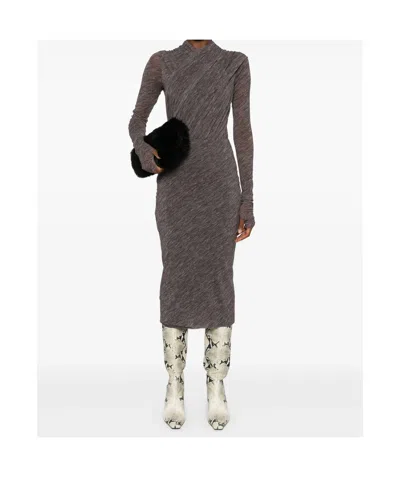 Philosophy Di Lorenzo Serafini Stretch Tulle Printed Pencil Skirt In Gray
