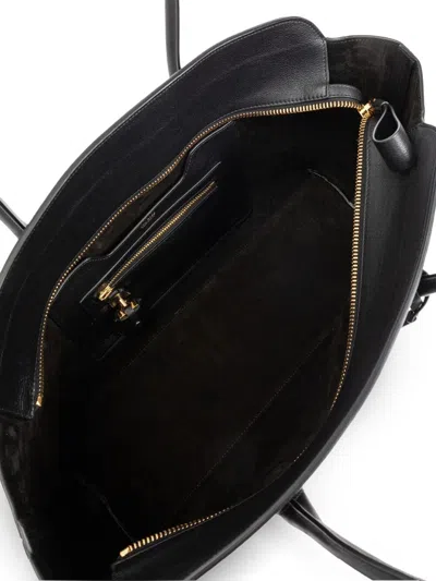 Tom Ford Large Leather Shopping Bag In Black