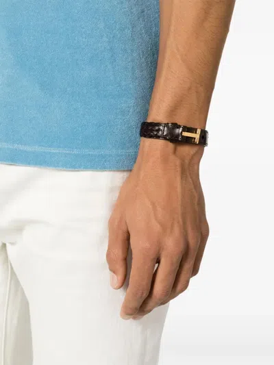 Tom Ford T-lock Interwoven-leather Bracelet