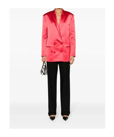 Philosophy Di Lorenzo Serafini Double-breasted Satin Blazer In Red