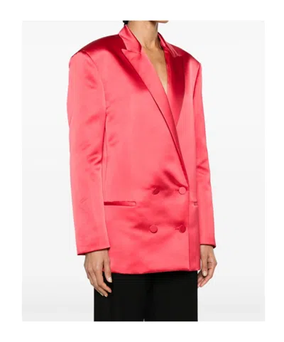 Philosophy Di Lorenzo Serafini Double-breasted Satin Blazer In Red