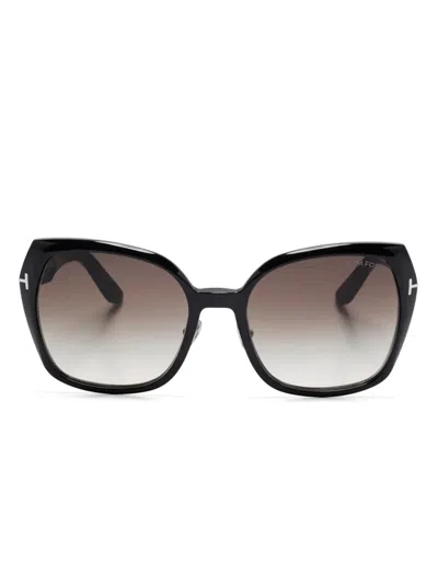 Tom Ford Plum 58mm Gradient Butterfly Sunglasses In Black