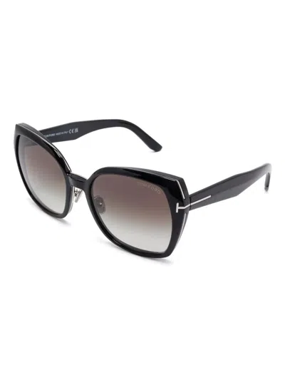 Tom Ford Plum 58mm Gradient Butterfly Sunglasses In Black