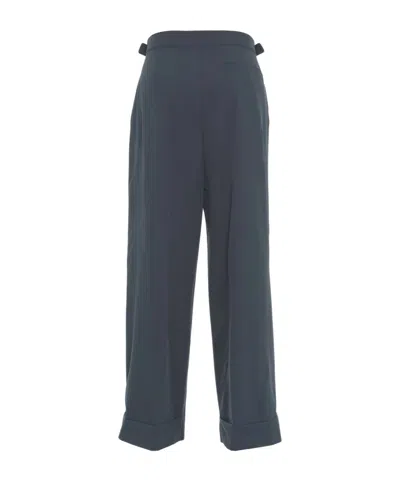 Herno Logo Detail Pleated Trousers In Blue