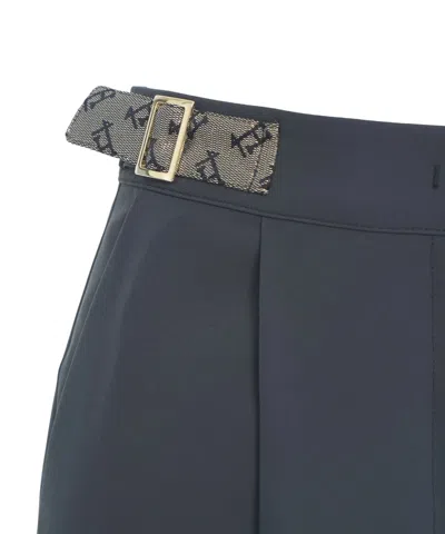 Herno Logo Detail Pleated Trousers In Blue